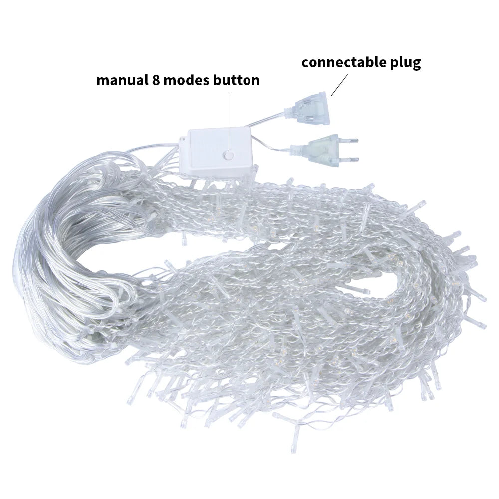 LED Icicle String Lights 4M/12M Curtain Fairy Lights Christmas Garland Outdoor For Wedding Party New Year Terrace Decoration